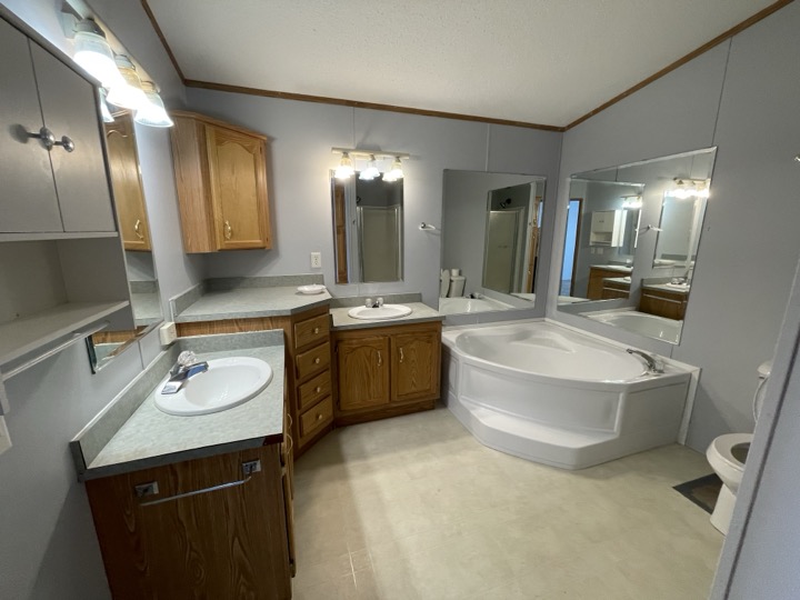 Primary bathroom with dual sinks
