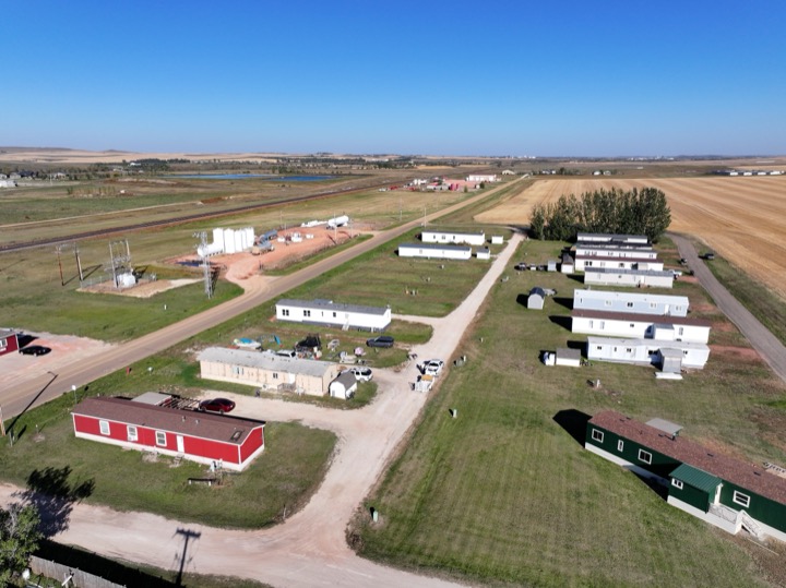 Aerial view of the park and open lots
